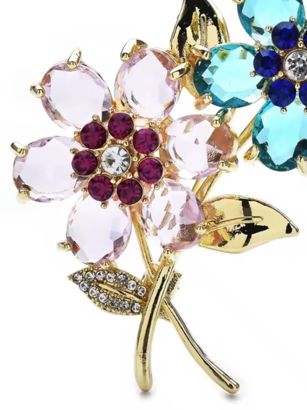 Romantic Pastel Gold Floral Brooch - Picture 7 of 9
